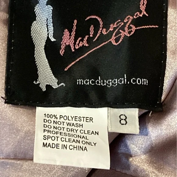 NWT MacDuggal 11121 Mocha Embellished Illusion Long Sleeve A-Line Ball Gown-Sz 8 - Picture 13 of 15